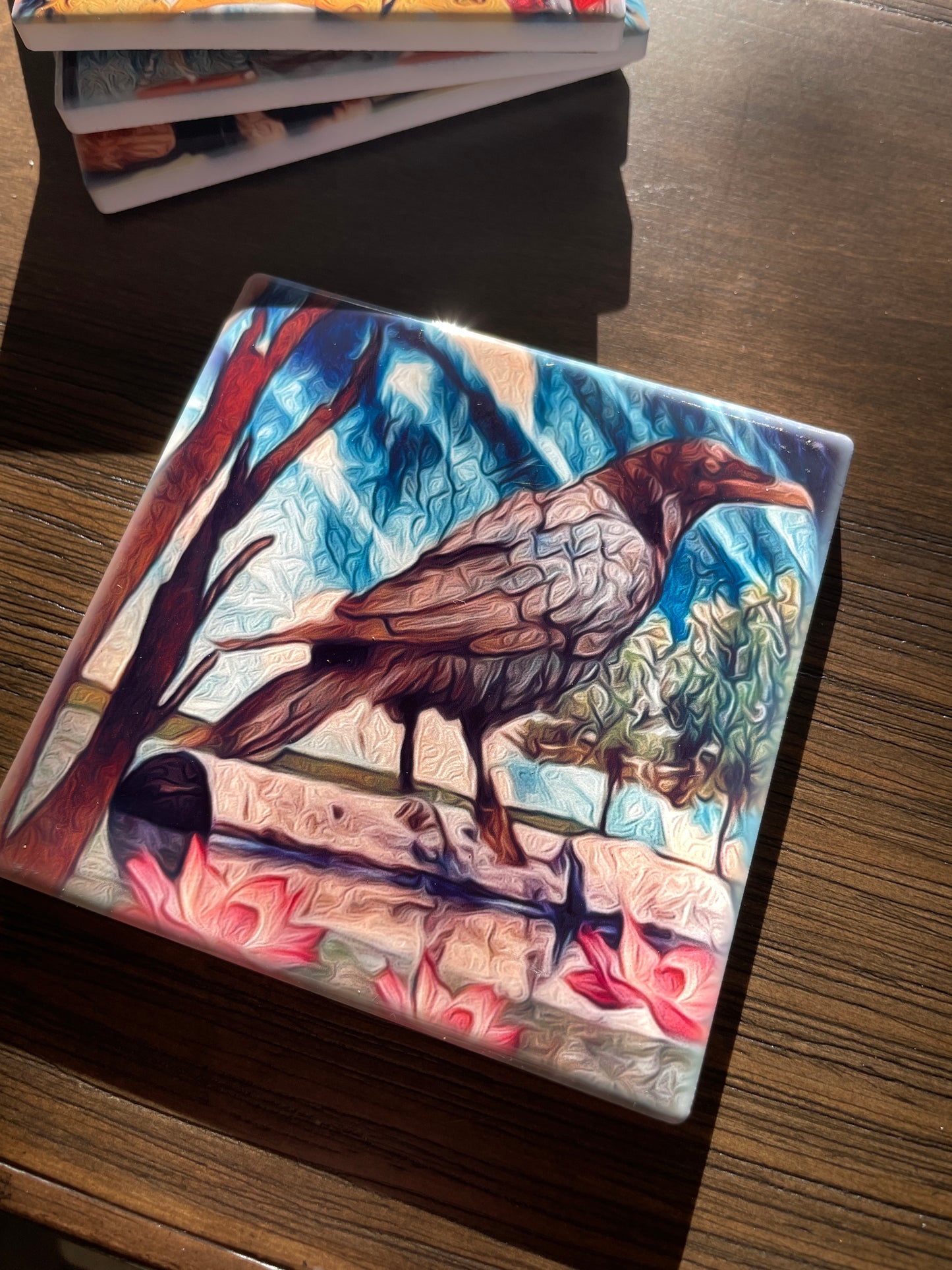Coasters/ Tiles Crow Tarot